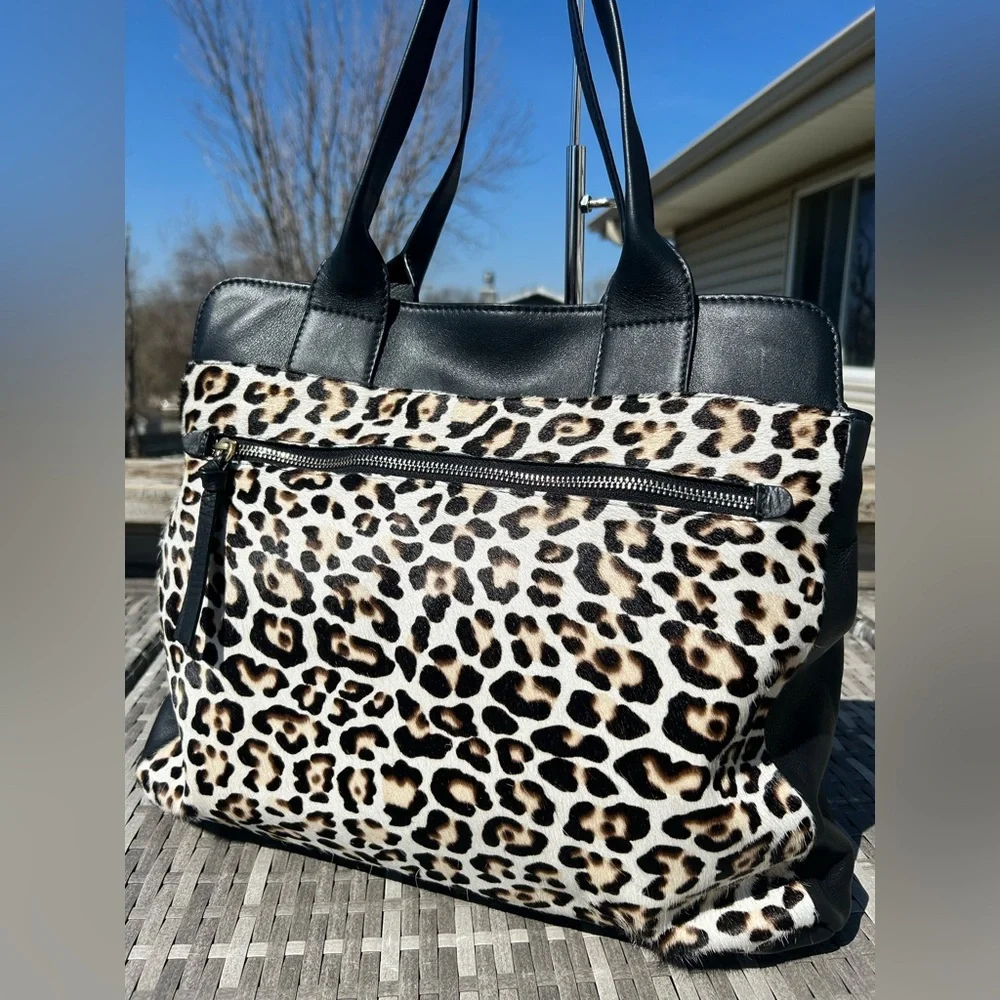 Boden Sherborne Leopard Print Cowhide Leather Tote Bag NWOT plus Dustbag - Picture 6 of 16
